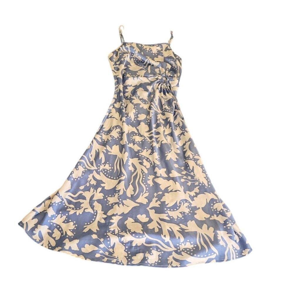 Moon River XS Light Blue and White Sleeveless Zip Closure Dress